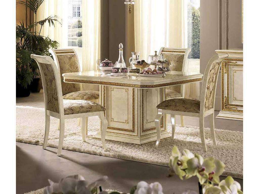 стол обеденный Arredo Classic Leonardo раскладной 120/160 (слоновая кость, золото)