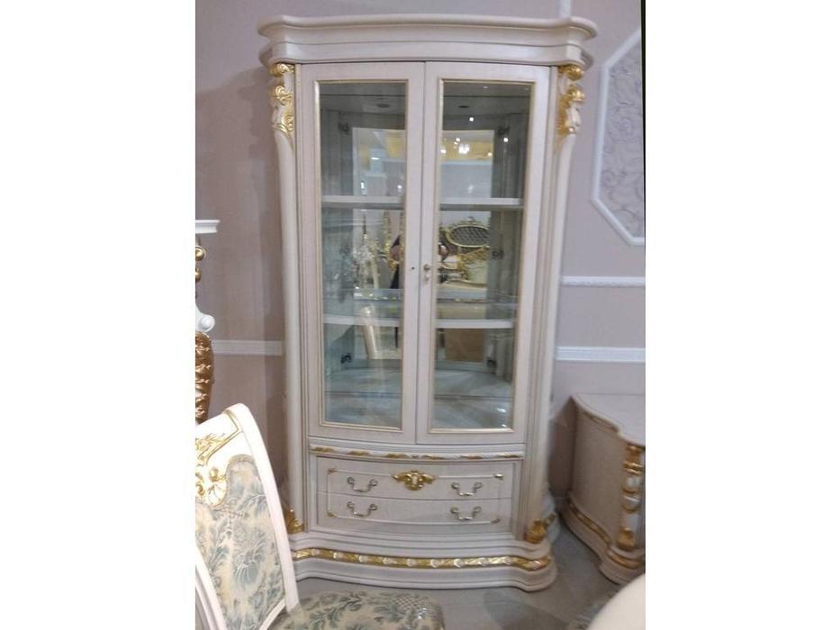 витрина 2-х дверная Carpenter Изабелла  (белый, золото)