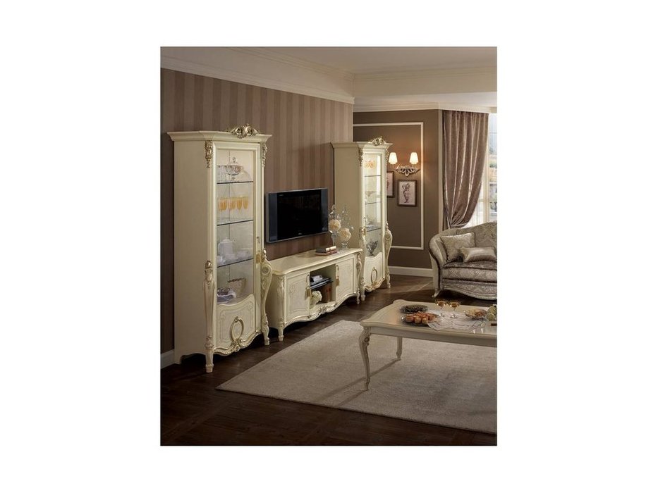 витрина 1 дверная, Arredo Classic: "Tiziano" (слоновая кость, золото)