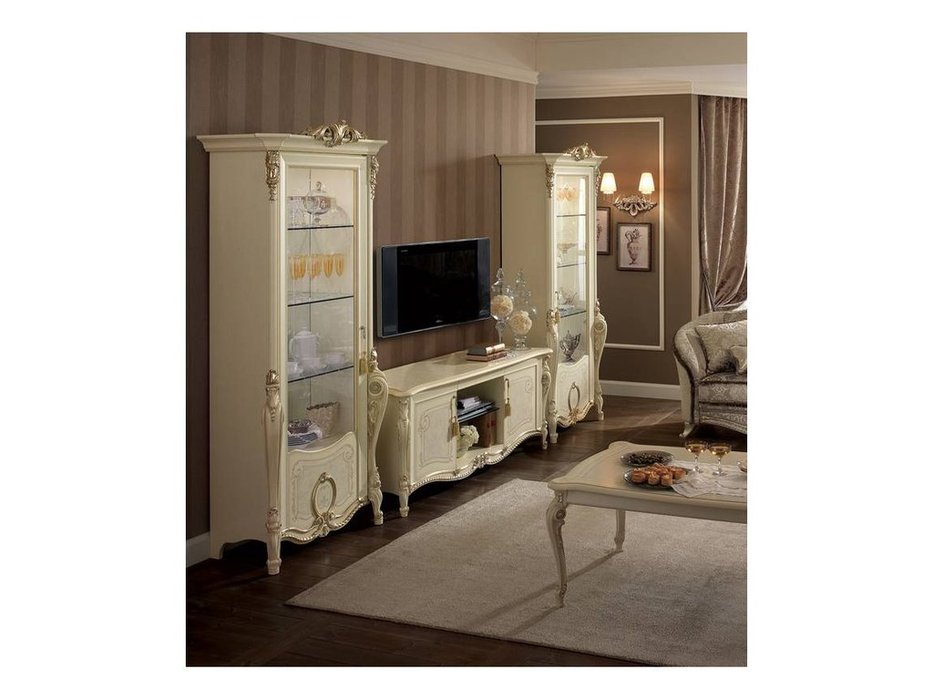 тумба под телевизор, Arredo Classic: "Tiziano" (слоновая кость, золото)
