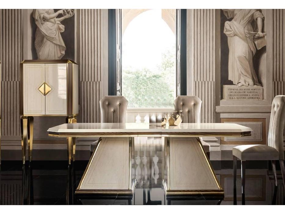 стол обеденный Arredo Classic Diamante 200см (слоновая кость, вяз, золото)