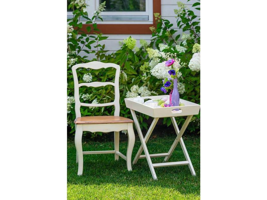 стул Mobilier de Maison Belveder с деревянным сиденьем (белая карамель)