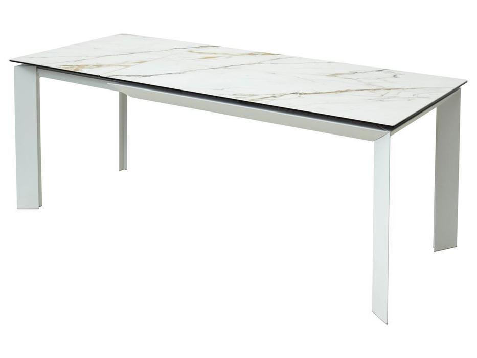 стол обеденный Megapolis Cremona раскладной (белый контрастный мрамор, белый)