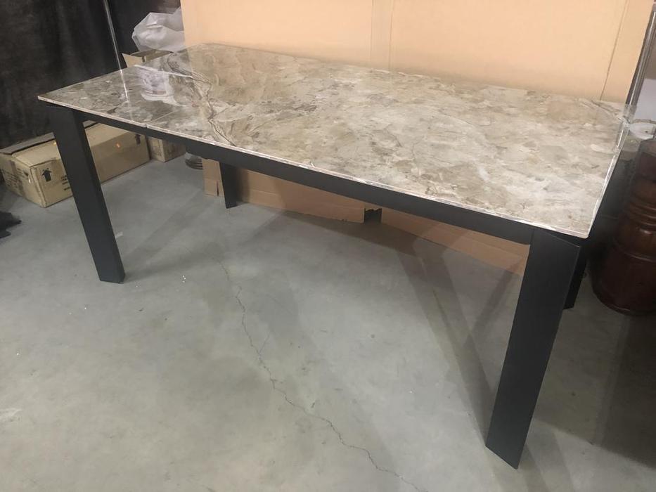стол обеденный Megapolis Corner раскладной (коричневый мрамор, черный)