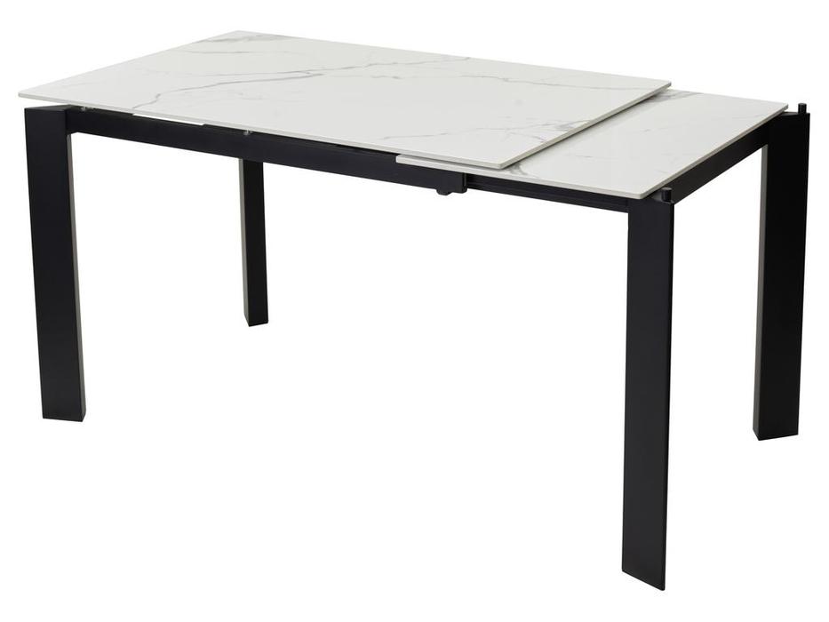стол обеденный Megapolis Corner раскладной (светлый мрамор, черный)
