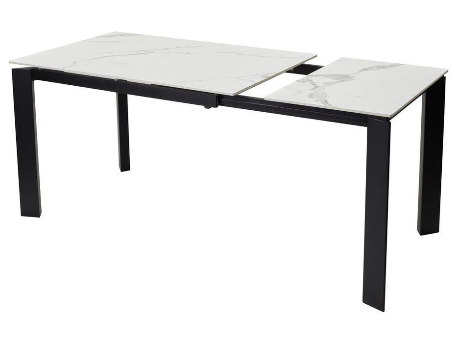 стол обеденный Megapolis Corner раскладной (светлый мрамор, черный)