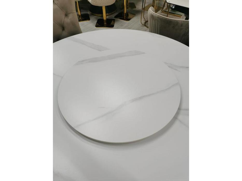 стол обеденный Linhai Lanzhu Мелоди  (белый мрамор, серебро)