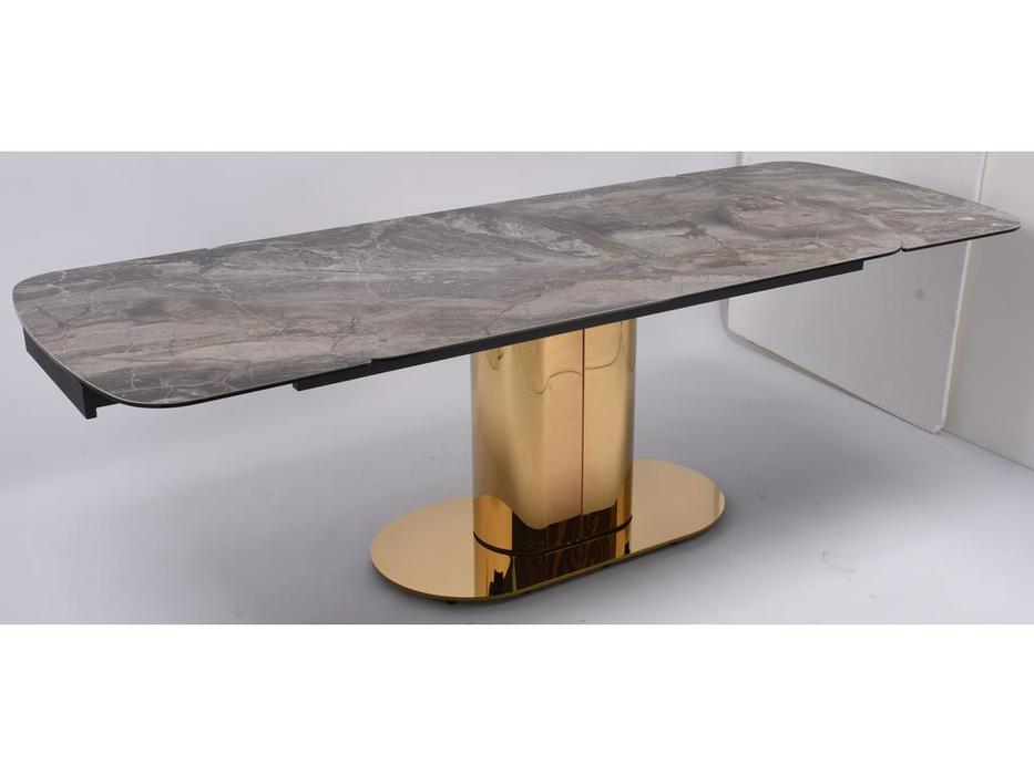 стол обеденный Linhai Lanzhu Моника раскладной (серый мрамор, золото)